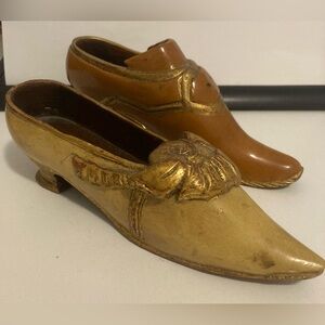 2 -Vintage Victorian Wood Shoes. Hand Carved.